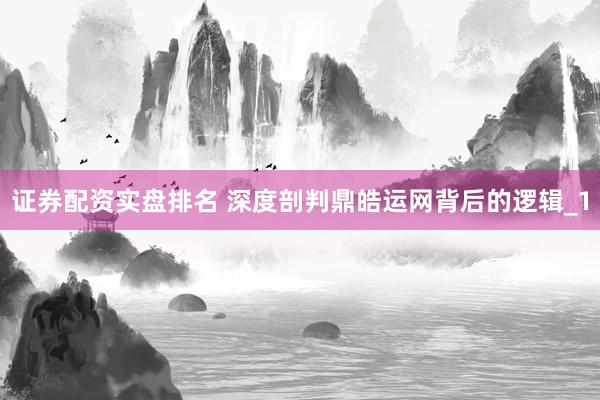 证券配资实盘排名 深度剖判鼎皓运网背后的逻辑_1